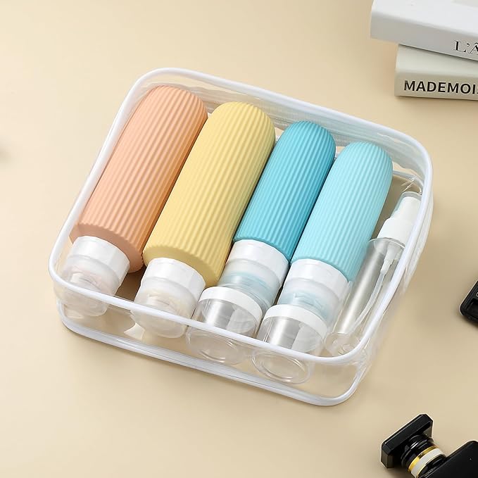 16 Pack Travel Bottles for Toiletries, Large 6oz Silicone Travel Containers jar for Toiletries, Leak Proof Refillable Liquid Shampoo And Conditioner Travel Essentials toiletry Bottles