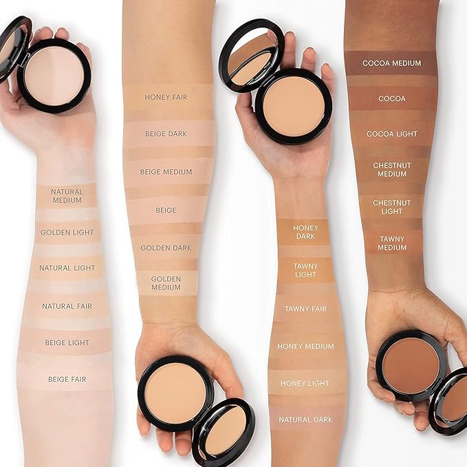 Glo Skin Beauty Pressed Base Powder Foundation Makeup (Cocoa Medium) - Flawless Coverage for a Radiant Natural, Second-Skin Finish