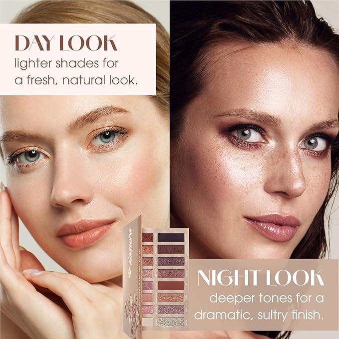 Lamora Eyeshadow Palette Makeup - Eye Makeup Palette with 16 Highly Pigmented Matte & Shimmer Shades - Vegan & Blendable