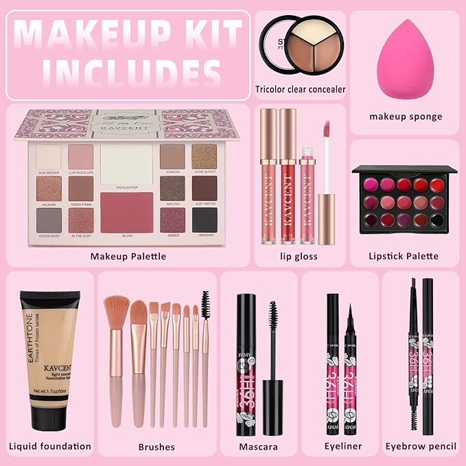 Makeup Set for Teens Women Makeup Kit for Women full Kit Makeup Gift Set for Teen Girls Christmas Eyeshadow Palette Teenagers Makeup Kits for Teens 13-15