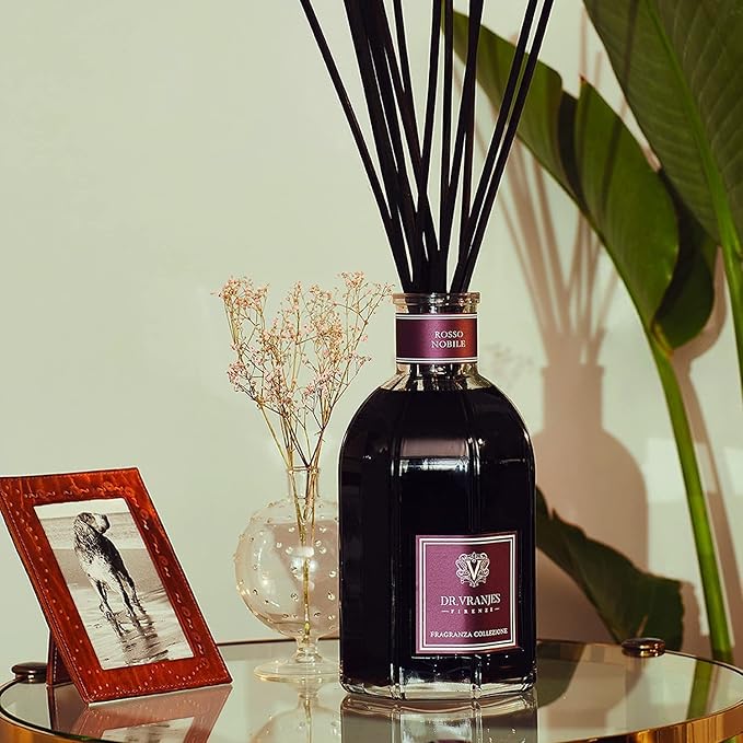 Dr. Vranjes - Rosso Nobile 500 ml Reed Diffuser + Elegant Shopping Bag, Luxury Home Fragrance, Fruity Notes of Red Wine, Orange, and Berries, Relaxing Atmosphere, Made in Italy