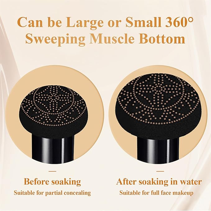 Mushroom Head Air Cushion CC Cream Foundation Full Coverage Moisturizing Oil Control Waterproof Long-Lasting Even Skin Tone Natural Cream Foundation for Mature Skin (Deep)