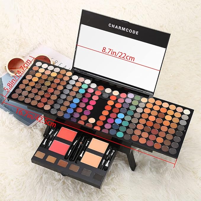 190 Colors Cosmetic Make up Palette Set Kit Combination with Eyeshadow Facial Blusher Eyebrow Powder Face Concealer Eyeliner Pencil A Mirror All-in-One Makeup Gift (Multicolor)
