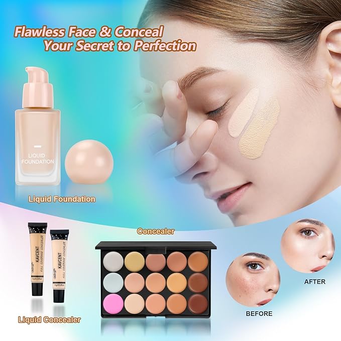 Makeup Kit for Women Full Kit Makeup Set for Teens Teenager Makeup Gift Set for Teen Girls Women Eyeshadow Foundation Makeup Kit for Teens Christmas