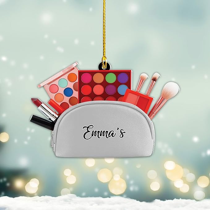 Personalized Makeup Tools Christmas Ornament 2025, Makeup Box Christmas Ornament Gift for Makeup Artist, Christmas Tree Decor for Makeup Shop, Gift for New Makeup Coworkers (Makeup 8)