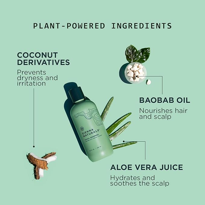 Sienna Naturals - HAPI Shampoo - Anti Frizz - Sulfate-Free, Scalp-Nourishing & Hydrating Cleanser - Gently Removes Buildup Without Stripping - pH-Balanced, Vegan & Clean Formula - 11oz