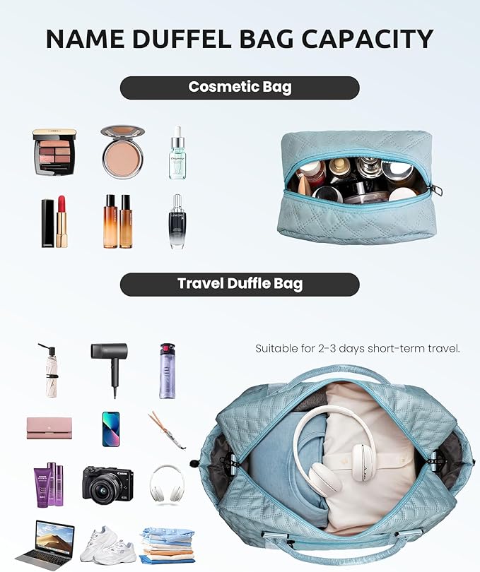 Initial Duffle Bag, Weekender Bags with Shoe Compartment and Shoulder Strap, Monogram Overnight Bag for Women Wet Pocket, Girl Travel Bag with Makeup Bag Gifts for Niece (Letter R)