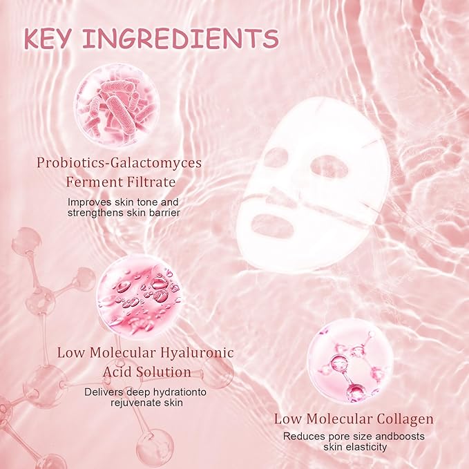 8 Pcs Collagen Real Deep Mask, Collagen Face Mask Overnight, Deep Hydrating, Anti Wrinkle Firming Lifting, Pore Minimizing, Elasticity Improvement, for All Skin Types, Gifts for Women