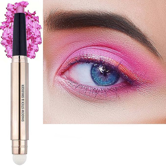 Pink Eyeshadow Stick Makeup, Long-Lasting Waterproof Eye Shadow Pencil, Hypoallergenic Smudge-Proof Glitter Primer Palette Shimmer Eyeliner, Easy to Blend Eye Make Up