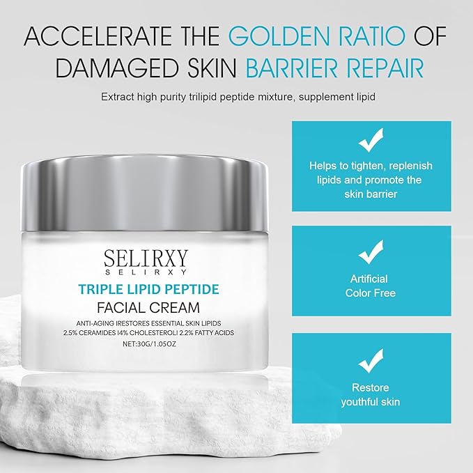 Nodfens Triple Lipid Peptide Cream for Anti-Aging - Restores & Repairs Mature Skin for Radiant, Smooth Complexion - Advanced Strength Recovery Face Moisturizer Cream