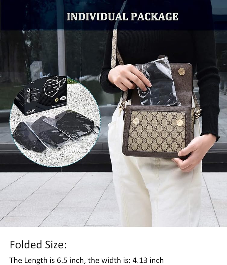 HUHETA KN95 Mask, 5 Ply Protective Dispoasable Masks Filter Efficiency≥95%