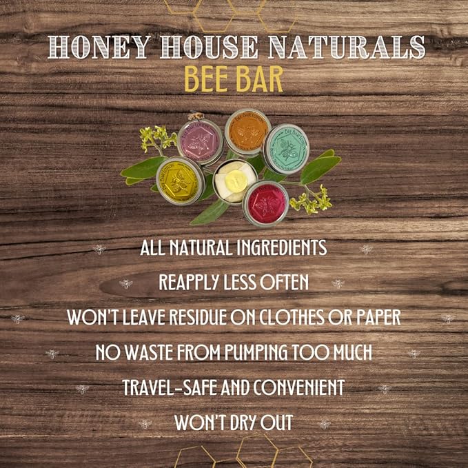 Honey House Naturals Bee Bar Gift Set – Small Bee Bar .6 ounces – All-Natural Ultra Moisturizing Lotion Bar Infused with Essential Oils and Butters – 5 Piece Set