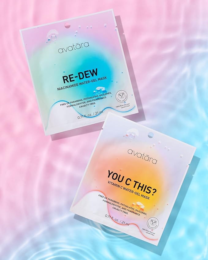 Avatara Sheet Mask Set, Facial Mask Variety Set of 10, Face Mask Skincare with Natural Extracts, Hydrating Face Mask Skin Care Set, Made with Tencel Fibers, All Skin Types, Teen Skincare, 10 Pack