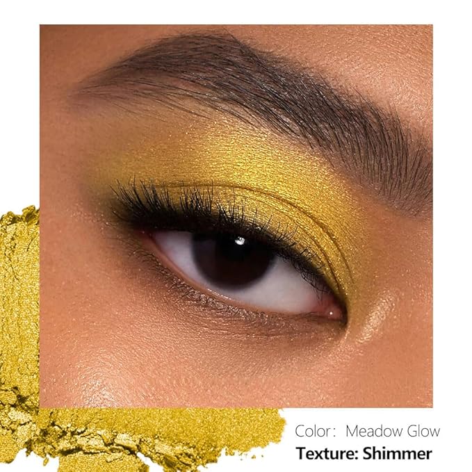 Magnetic Single Eyeshadow Gold Shimmer Highly Pigmented Blendable Longwear Powder in Magnetic Refill Pan for Custom Palette Easy to Apply and Remove (Meadow Glow)