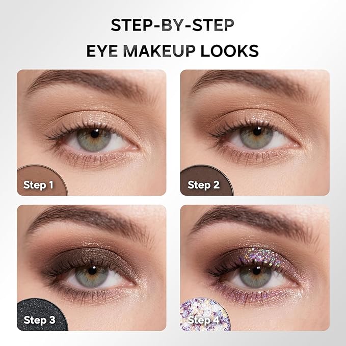 Color Nymph Eye Makeup Palette, Nudes Eyeshadow Pallet with Matte Shimmer & Glitter Chameleon Finishes, Travel-Friendly Compact with Mirror & Brush, High-Pigment & Long-Lasting (Smoky Neutral)