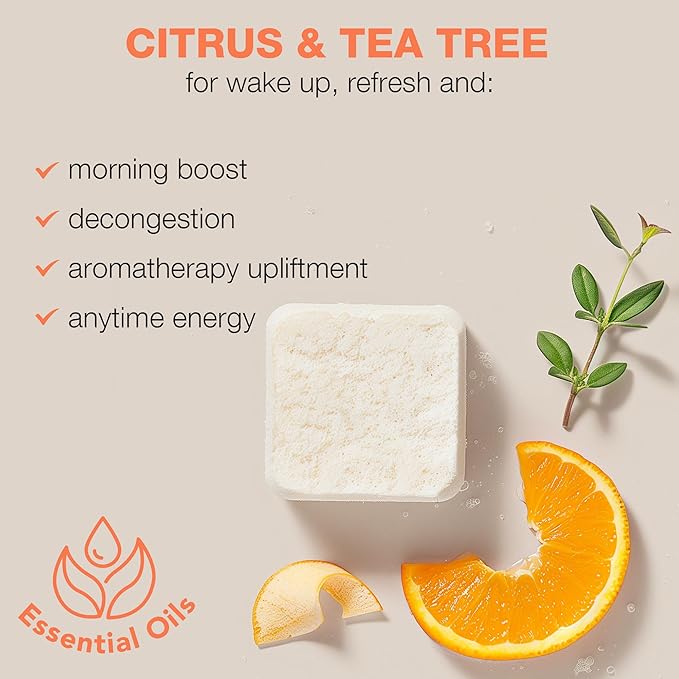 Shower Steamers Aromatherapy - USA Made with Natural Ingredients & Citrus Essential Oil, Long Lasting Shower Bombs for Energy Boost, Gift Set for Women & Men, Spa Gifts & Shower Accessories