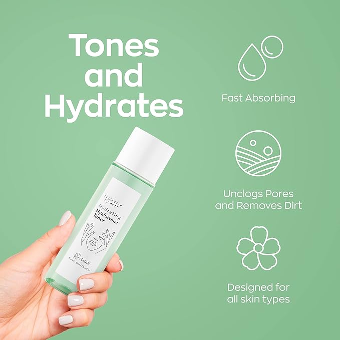 Elizabeth Mott Hydrating Hyaluronic Toner - 2‑in‑1 Serum & Toner Hyaluronic Acid & Antoxyl Extract - Lightweight Korean Skincare for Hydration, Pore Minimizer & Glow – Vegan & Cruelty-Free, 150 ml