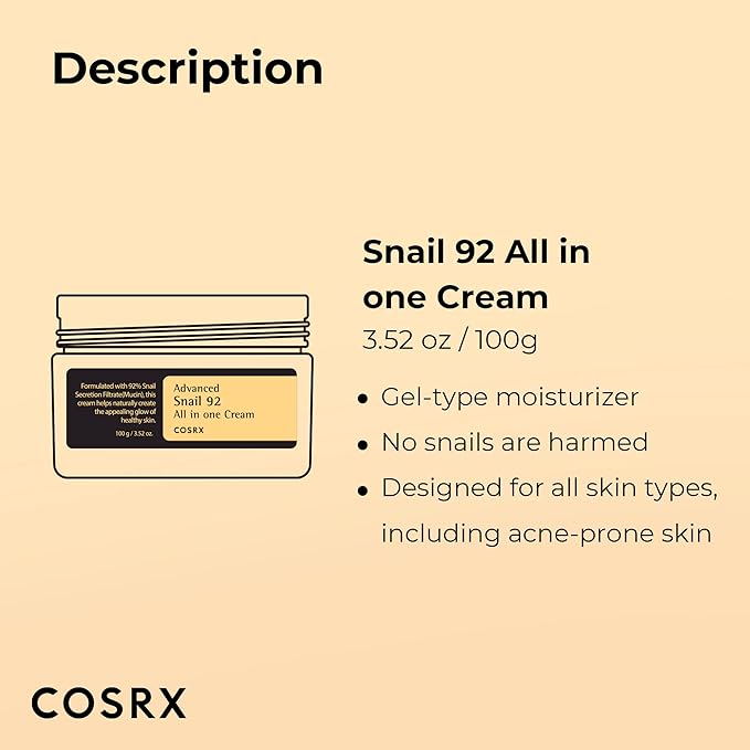 COSRX Glazed Donut Look- Snail Mucin 92% Daily Repair Moisturizer with Snail Mucin Sheet Mask (Pack of 10), Hydrating Serum for Face with Snail Secretion Filtrate for Dark Spots and Fine Lines