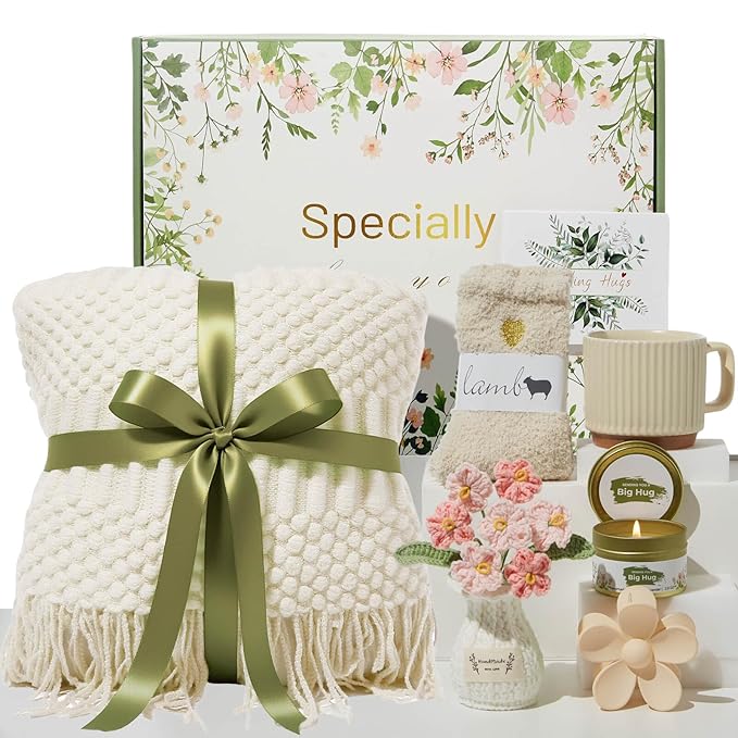 Self Care Gift Basket, Birthday Gifts for Women Get Well Soon Care Package, Sympathy Gift Set After Surgery Thinking of You Inspirational Basket for Her Mom Wife Sister Girl Friend Girlfriend Coworker