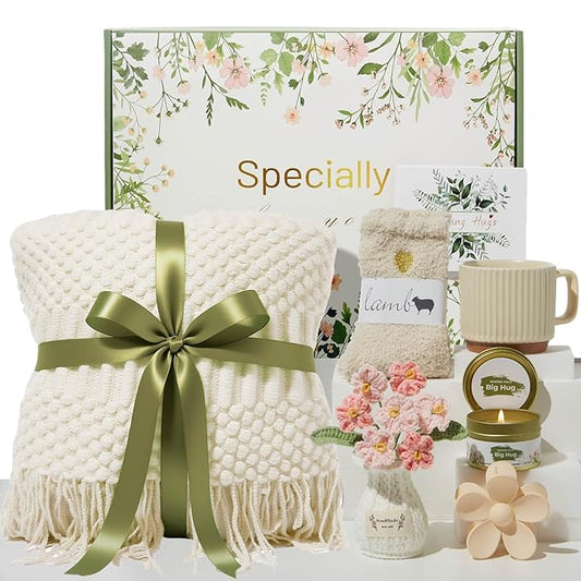 Self Care Gift Basket, Birthday Gifts for Women Get Well Soon Care Package, Sympathy Gift Set After Surgery Thinking of You Inspirational Basket for Her Mom Wife Sister Girl Friend Girlfriend Coworker