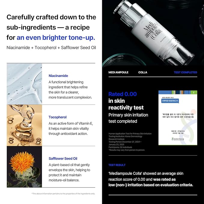 MILLIMILLI MediAmpoule – Colla Serum | Hydrating Collagen Face Ampoule with Niacinamide, Vitamin C & E | Brightening, Anti-Aging Korean Skin Care Serum for Radiant, Glowing Skin, 15ml