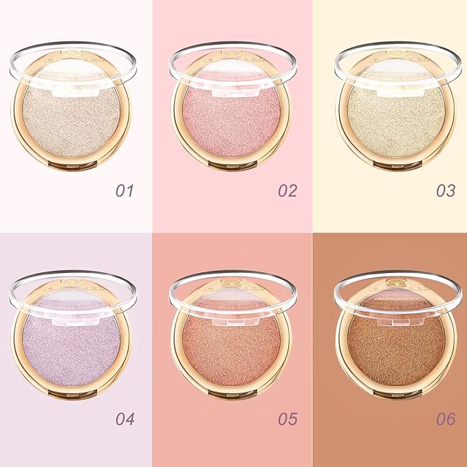 YOUNG VISION Pressed Powder Highlighter, Baked Natural Glow Contour Powder & Face Highlighter, Cruelty Free, Shimmer Highlighting Makeup for Face, Eye, Eyeshadow, Body, Skin (Purple)