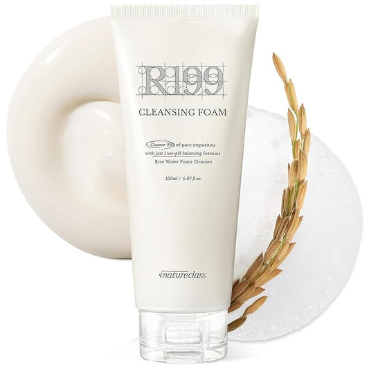 R199 Gentle Cleansing Foam with Rice Bran Extract–Deep Cleansing,Exfoliating, Hydrating & Low pH Formula for Radiant Skin, Makeup Removal, Korean Skincare 5.07 fl.oz.