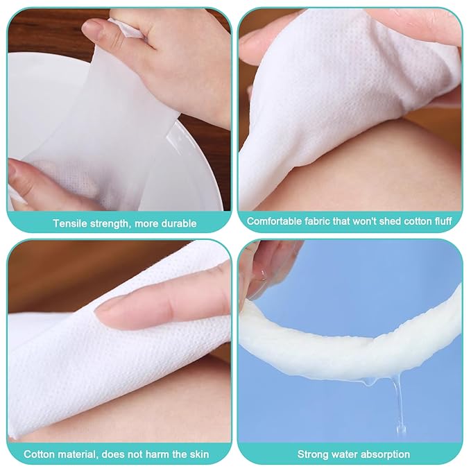 Disposable Face Towel Soft and Thick Cotton Dry Wipes Facial Cloths for Washing and Drying Double-sided Makeup Remover Dry Wipes for Cleansing, Skincare and Makeup Remover (pack of 2)