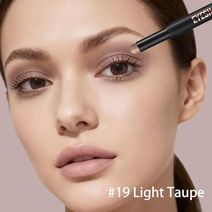Matte Cream Eyeshadow Stick, Waterproof Eye Shadow Stick, Long-Lasting and Blendable High Pigmented Single Eyeliner Makeup for Women, 19 Light Taupe