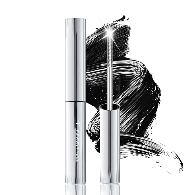 Black Washable Metal Mascara Wand, Waterproof Iron Wand Mascara Tubing, Natural Length Slim Volume Buildable Formula, Separated Lashes, Long Lasting Smudge-Proof No Flaking Tint