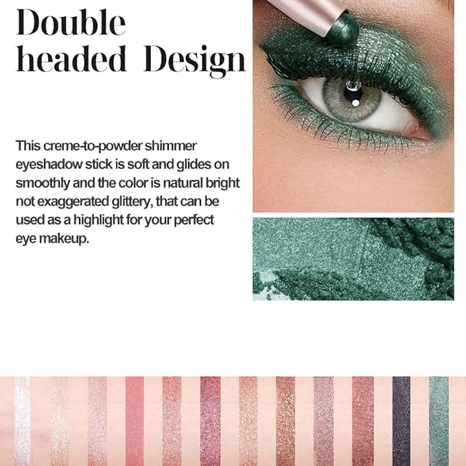 Eyeshadow Sticks Long-Lasting Cream Shimmer Finish Easy Apply with Built-in Smudger Blendable Light Brown