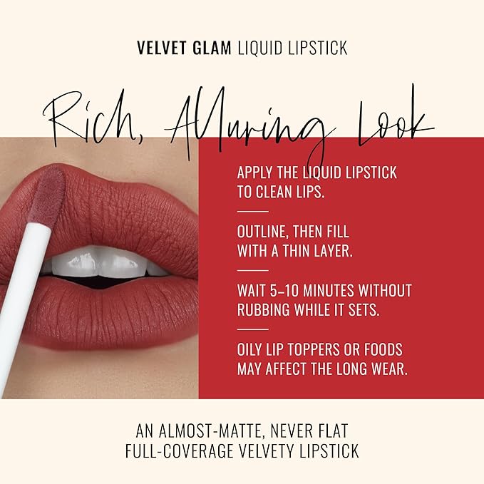 Runway Rogue Velvet Glam Liquid Lipstick, Almost-Matte Rustic Red Lipstick, ‘That Walk!’
