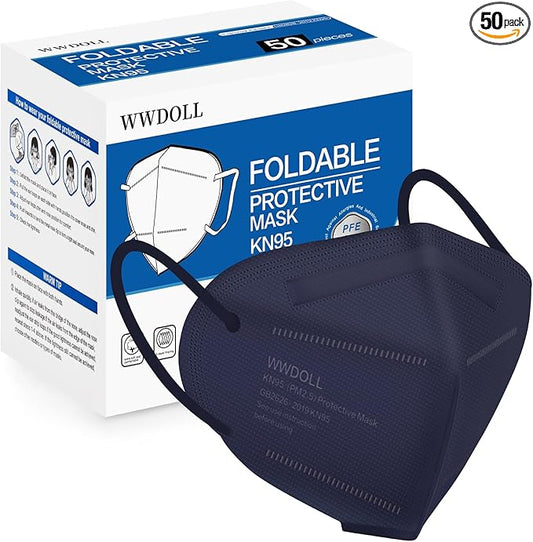 WWDOLL KN95 Face Mask 50 Pack, 5-Layers Breathable KN95 Masks, Purple