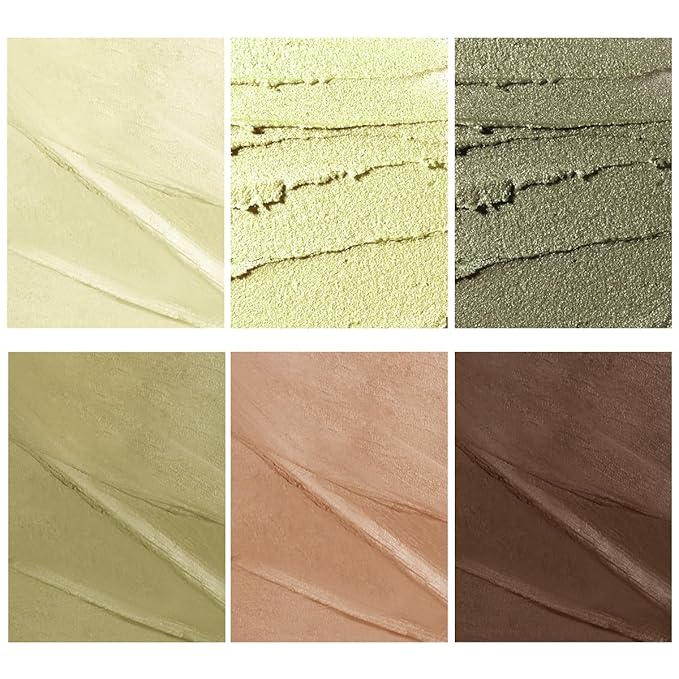 FIREFLIES LIGHT Eyeshadow Stick Makeup 6PCS Set, Green Metallic Shimmer Matte Cream Eye Shadow Eyeliner Brightener Pencil Crayon - FIREFLIES LIGHT