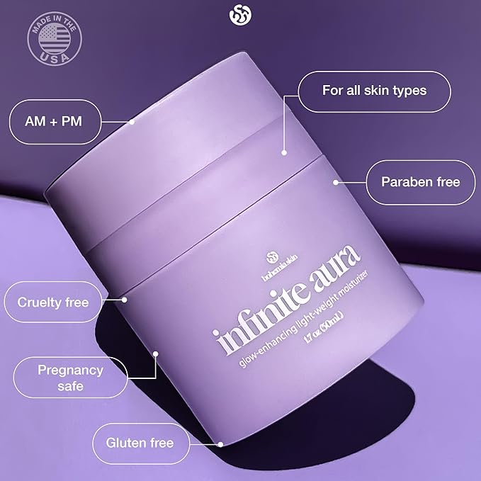 Infinite Aura Face Moisturizer, Hydrating Ceramide & Hyaluronic Acid Cream with Copper Peptide (GHK-Cu) & Vitamin C, Barrier-Repair for Dry/Sensitive Skin, 1.7 oz