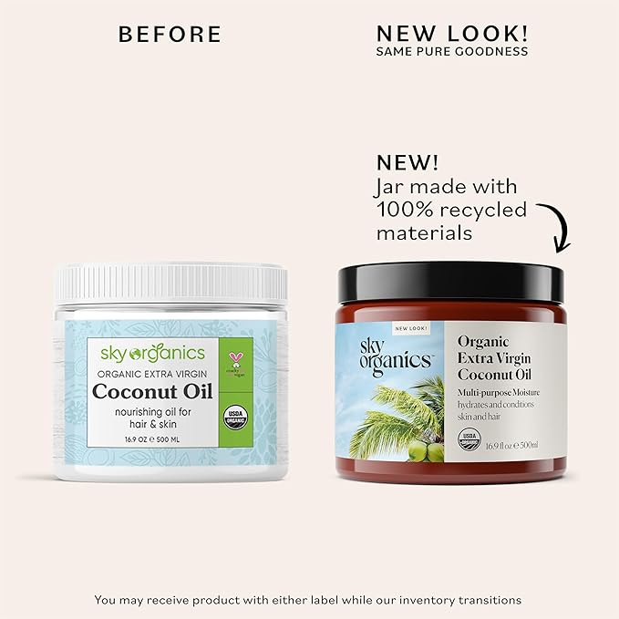 Sky Organics - Multipurpose Organic Coconut Oil for Skin & Hair, 16.9 fl oz - Extra Virgin Hair Oil & Body Moisturizer - Vitamins, Antioxidants & Fatty Acids - Vegan, Cruelty Free - w ebook