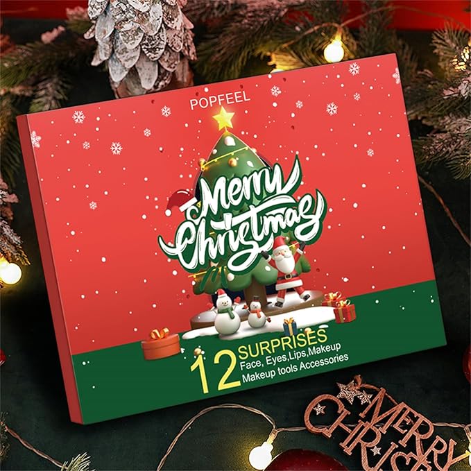 Makeup Advent Calendar 2025, 24 Days Christmas Gifts for Teenage Girls Women, Surprise Gift Christmas Countdown Calendar All in One Makeup Kit Gifts with Eyeshadow Palette Lipstick Foundation Eyebrow