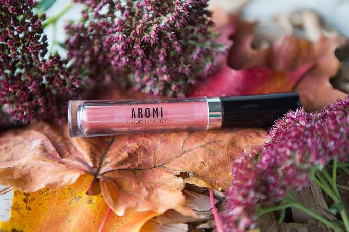Aromi Metallic Liquid Lipstick | Rosy Peach Lip Color with Shimmery Finish, Vegan. Cruelty-free, Long-lasting and Smudge Proof, Gluten Free (Pumpkin Spice)