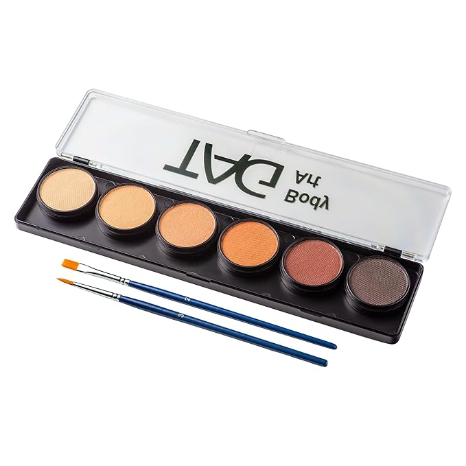 TAG Professional Face & Body Paint Skin Tone Palette 6 x 10g, Non Toxic, Hypoallergenic, Easy to Wash, Ideal for Kids Parties, Halloween, Cosplay and Festivals