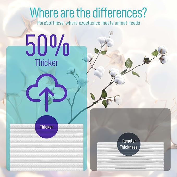 Luxuriously Soft Disposable Face Towel, 100% Cotton, Extra Large 12" x 10" Ultra Soft Dry Wipe for Face Wash, Makeup Remover, Bio-Based Towelette for Sensitive Skin 160 Count (2 Pack)