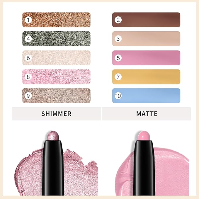 Erinde Waterproof Eyeshadow Stick, Cream Eye Shadow Stick, Long-Lasting, Crease-Proof, Cream to Powder Buildable & Blendable Eye Shadow Pencils Crayon, Vegan & Cruelty-Free, 03 Desert