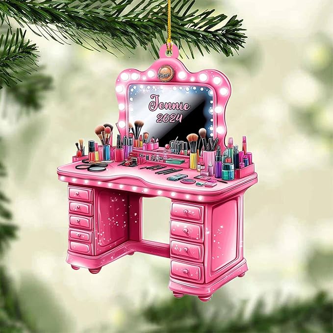 Personalized Makeup Tools Ornament – Custom Beauty Christmas Tree Decoration, Holiday Keepsake Gift for Makeup Artists, Cosmetologists, Beauty Lovers, Salon Owners, Families and Coworkers (MKH2)