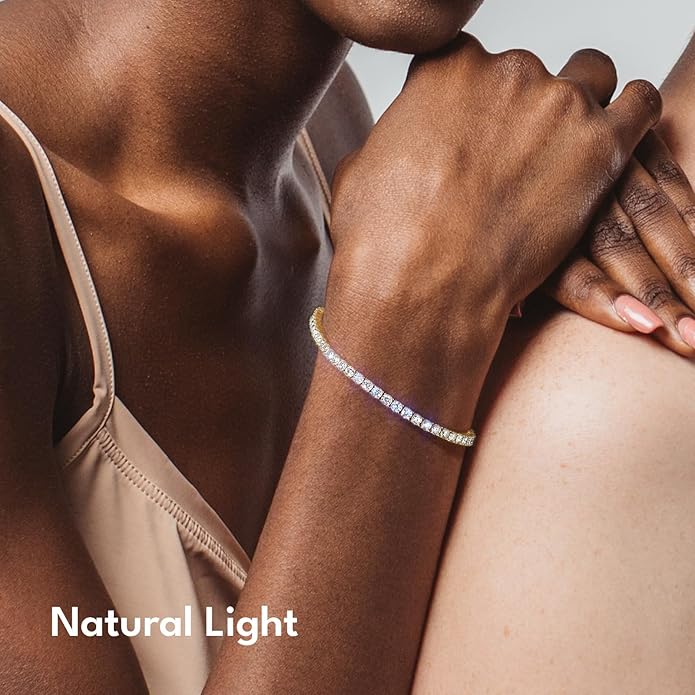 KRKC&CO Lab-Grown Moissanite Tennis Bracelet Women, Luxury Anniversary Wedding Bridal Gift for Wife, 2.2-13.8 ct.tw, D Color VVS1, 925 Sterling Silver 14K Golden Plated, Hypoallergenic, Everyday Jewelry