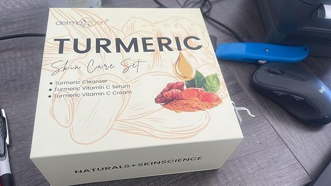 Glow Boosting Moisturizer, Organic Ingredients, Anti-Aging, Reduce Acne, Dark Spot Remover, Cleanser, Moisturizing Cream, Serum & Oil for Normal Oily Skin - Set of 3 (Turmeric Premium Set)