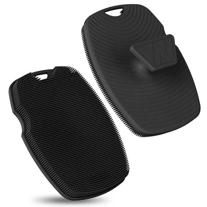 Silicone Body Scrubber - Anti Zinc Infused-Highly Elastic Bristles Exfoliating Body Scrubber for Shower Body,Cellulite Reduction,Blood Circulation- Black