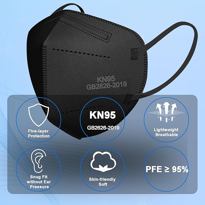 KN95 Face Masks 100 Packs, Breathable Disposable Face Mask for Adults and Teens