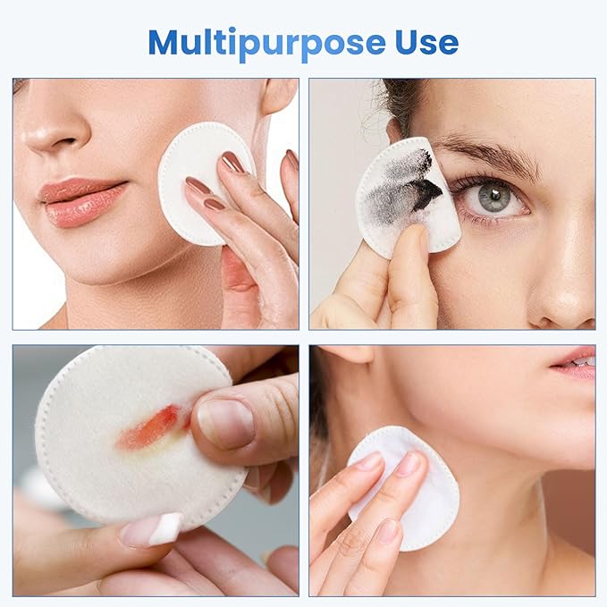 Cotton Rounds 320 Count, Cotton Pads for Face, Soft, Lint-Free, Super Absorbent Makeup Remover Pads for All Skin Types, Used for Removing Makeup, Applying Toners, Facial Cleansing, Nail Care
