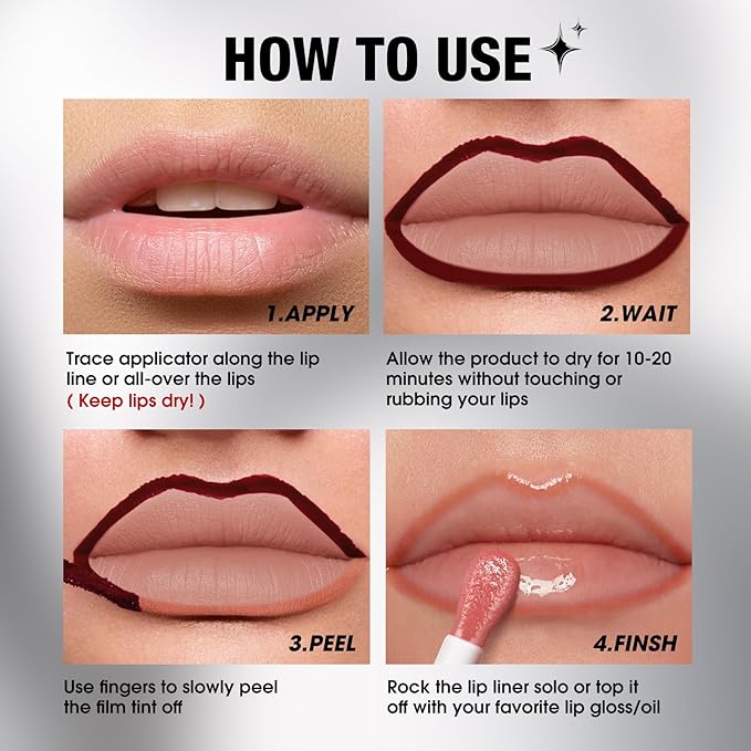 LANGMANNI Long-Lasting Peel Off Lip Liner Set, Waterproof & Smudge-Proof Matte Lip Liners Gift Makeup For Girls（#1）