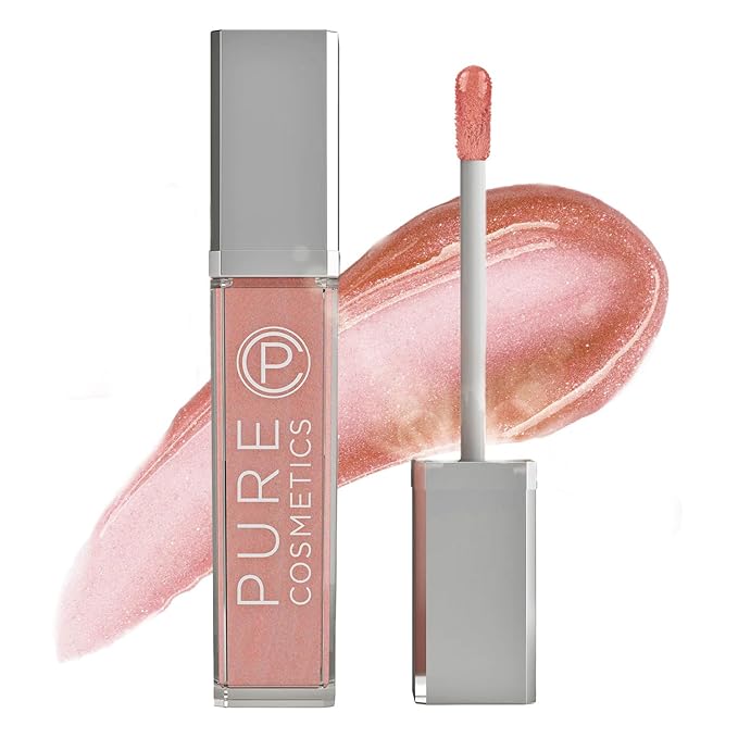 Pure Illumination Light-Up Lip Gloss with LED-Lit Applicator Brush + Side Mirror, Non-Sticky, Moisturizing Hydrating Lip Glosses with Lanolin, Jojoba Oil, & Vitamin E, Caribbean Coral