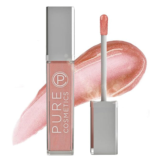Pure Illumination Light-Up Lip Gloss with LED-Lit Applicator Brush + Side Mirror, Non-Sticky, Moisturizing Hydrating Lip Glosses with Lanolin, Jojoba Oil, & Vitamin E, Caribbean Coral
